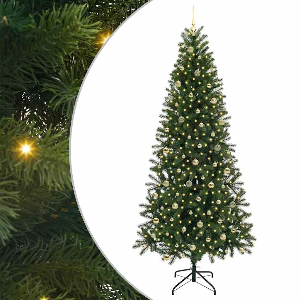 Kunstig juletre med 300 LED med stativ grønn 240 cm PE og PVC