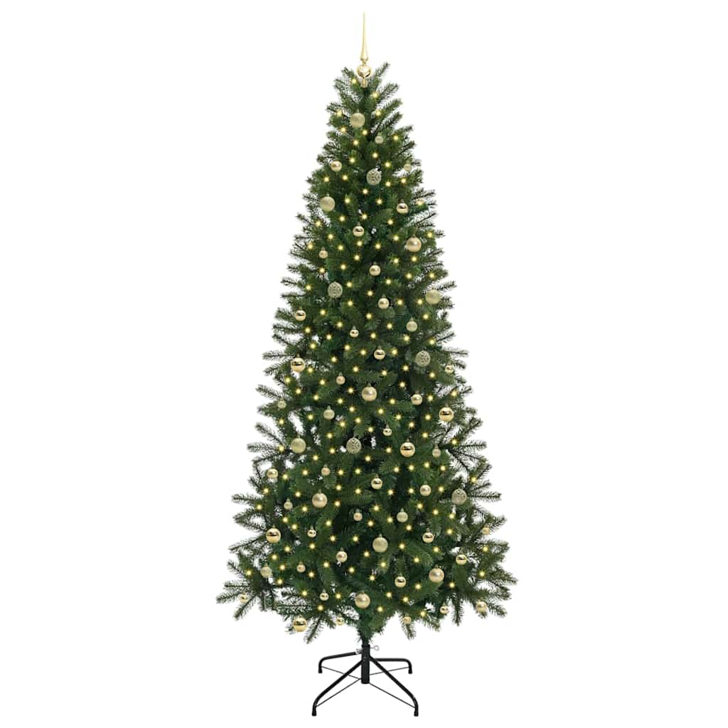 Kunstig juletre med 300 LED med stativ grønn 240 cm PE og PVC