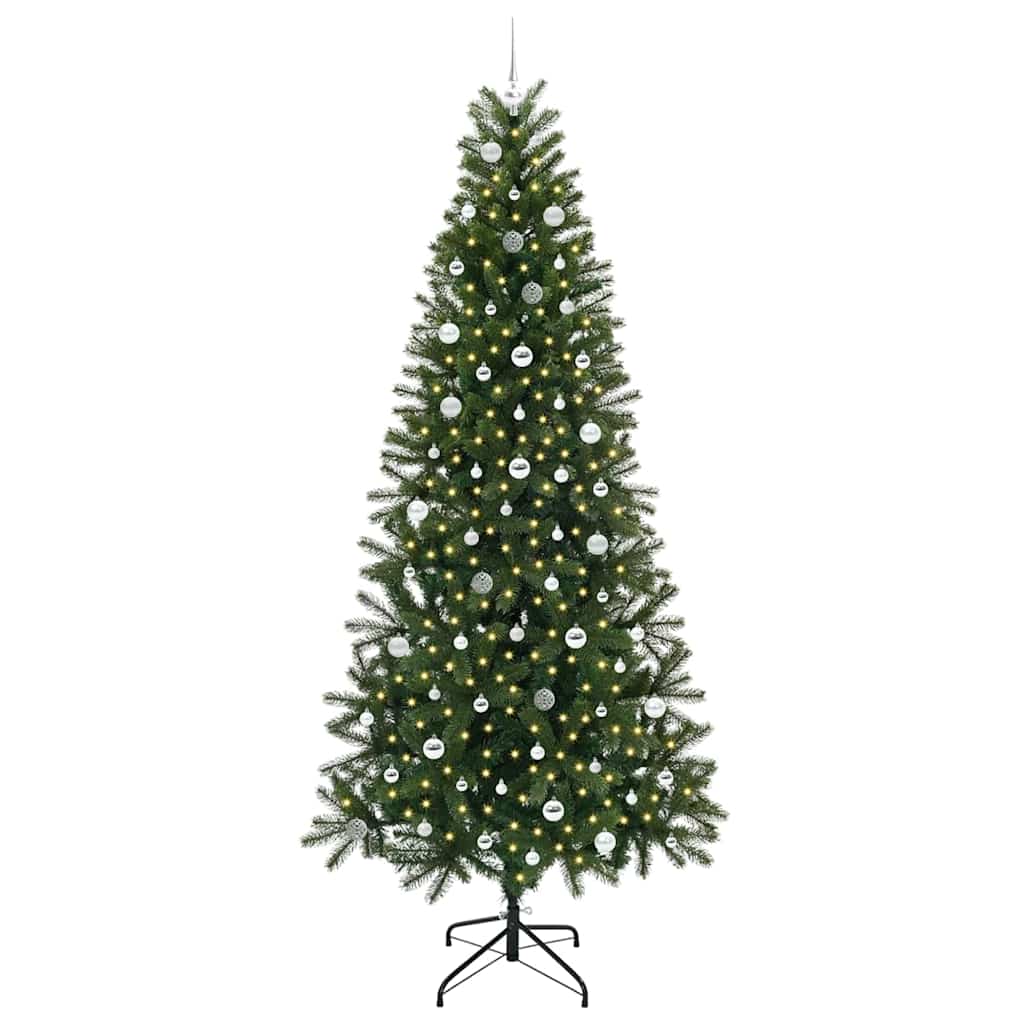 Kunstig juletre med 300 LED med stativ grønn 240 cm PE og PVC