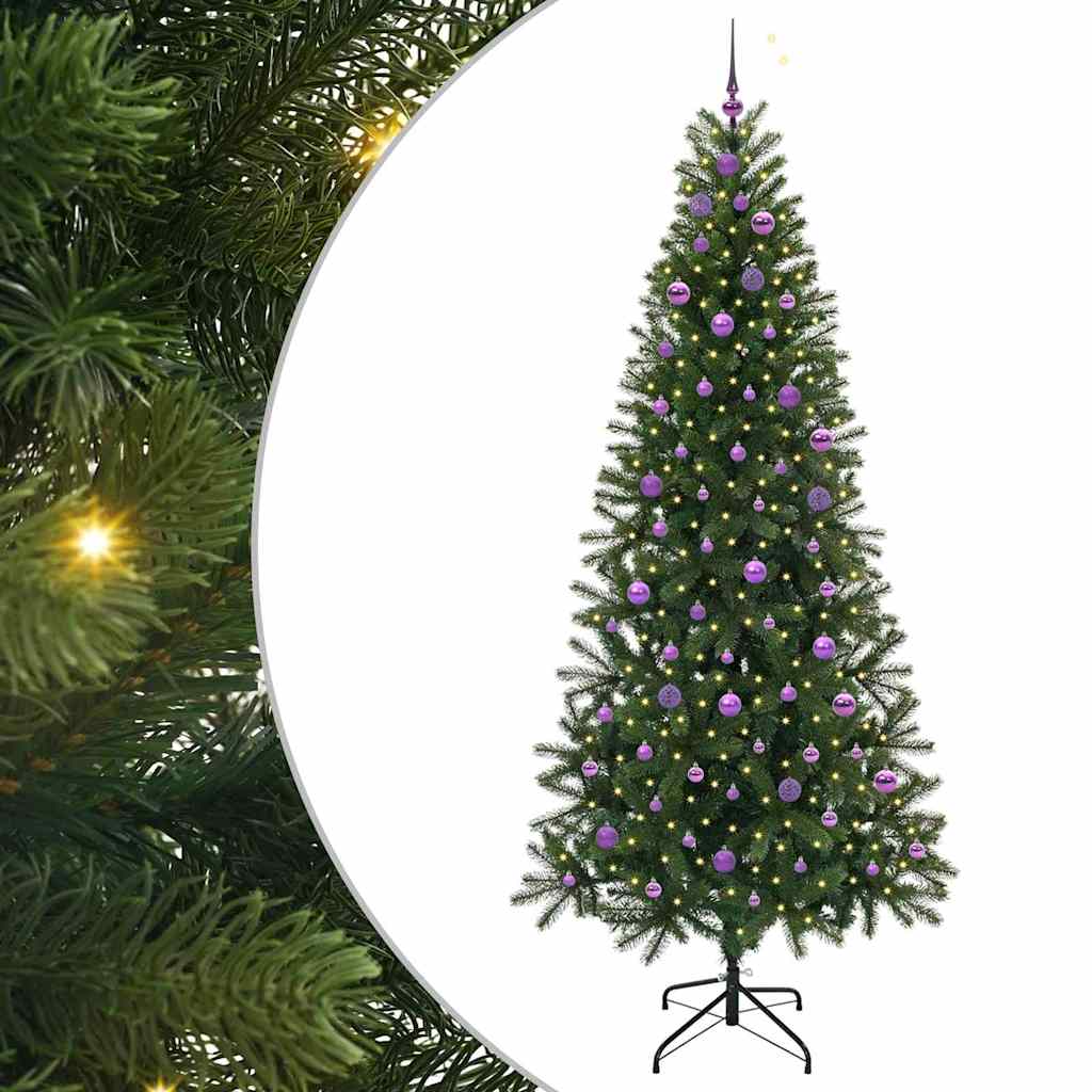 Kunstig juletre med 300 LED med stativ grønn 240 cm PE og PVC