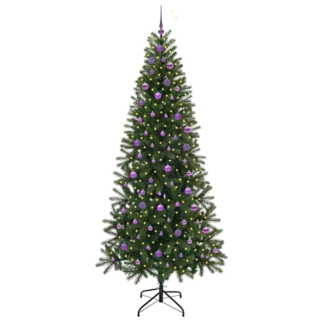 Kunstig juletre med 300 LED med stativ grønn 240 cm PE og PVC