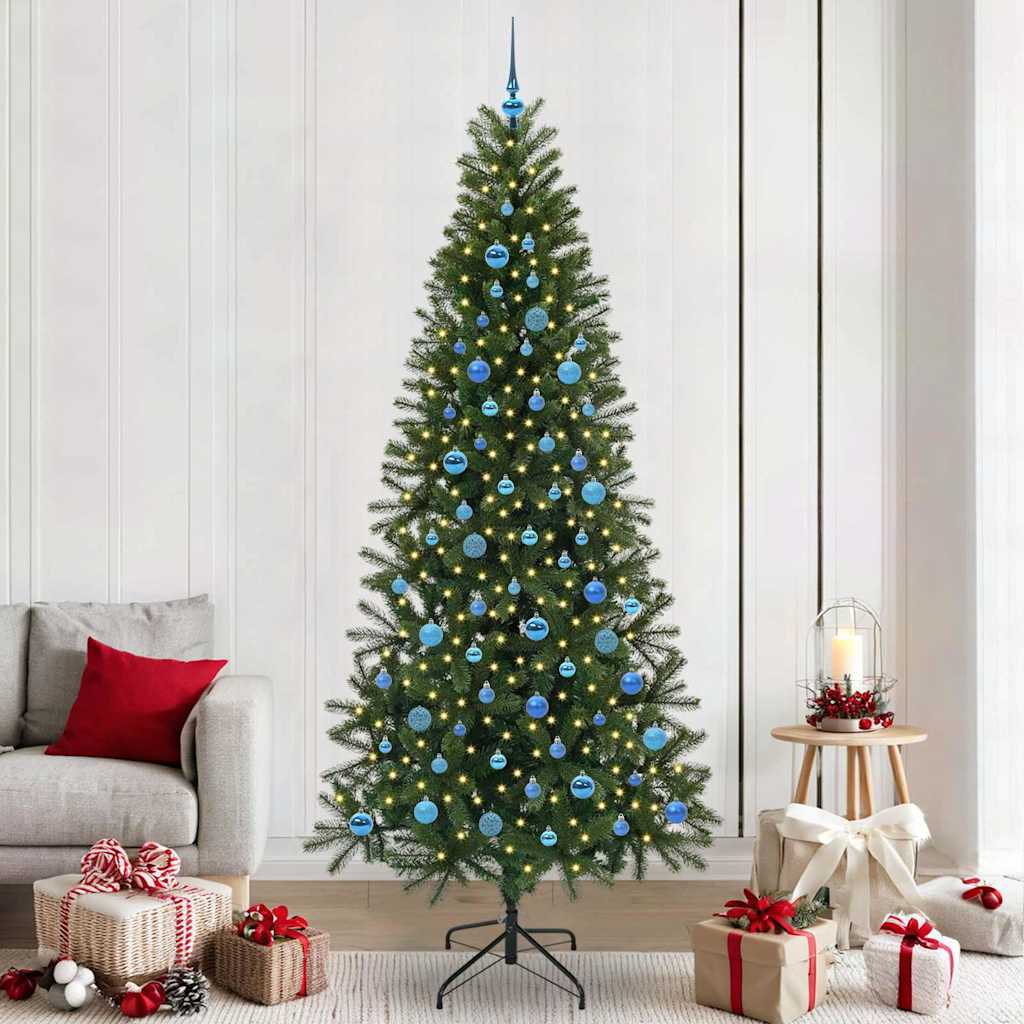 Kunstig juletre med 300 LED med stativ grønn 240 cm PE og PVC