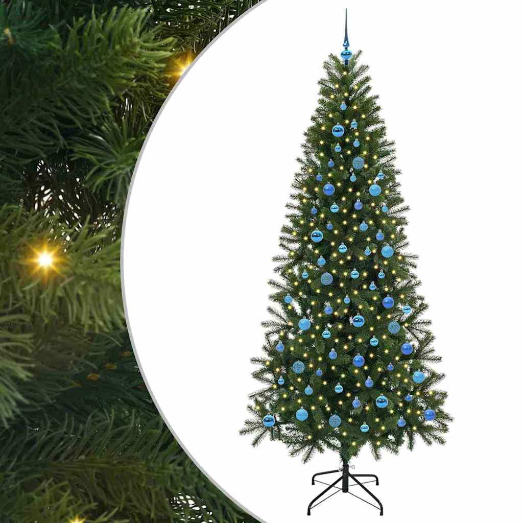 Kunstig juletre med 300 LED med stativ grønn 240 cm PE og PVC