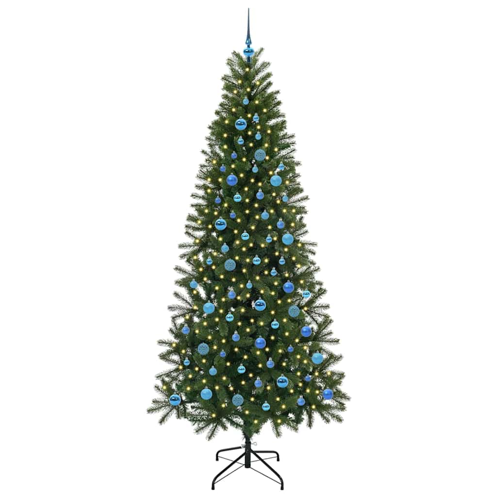 Kunstig juletre med 300 LED med stativ grønn 240 cm PE og PVC