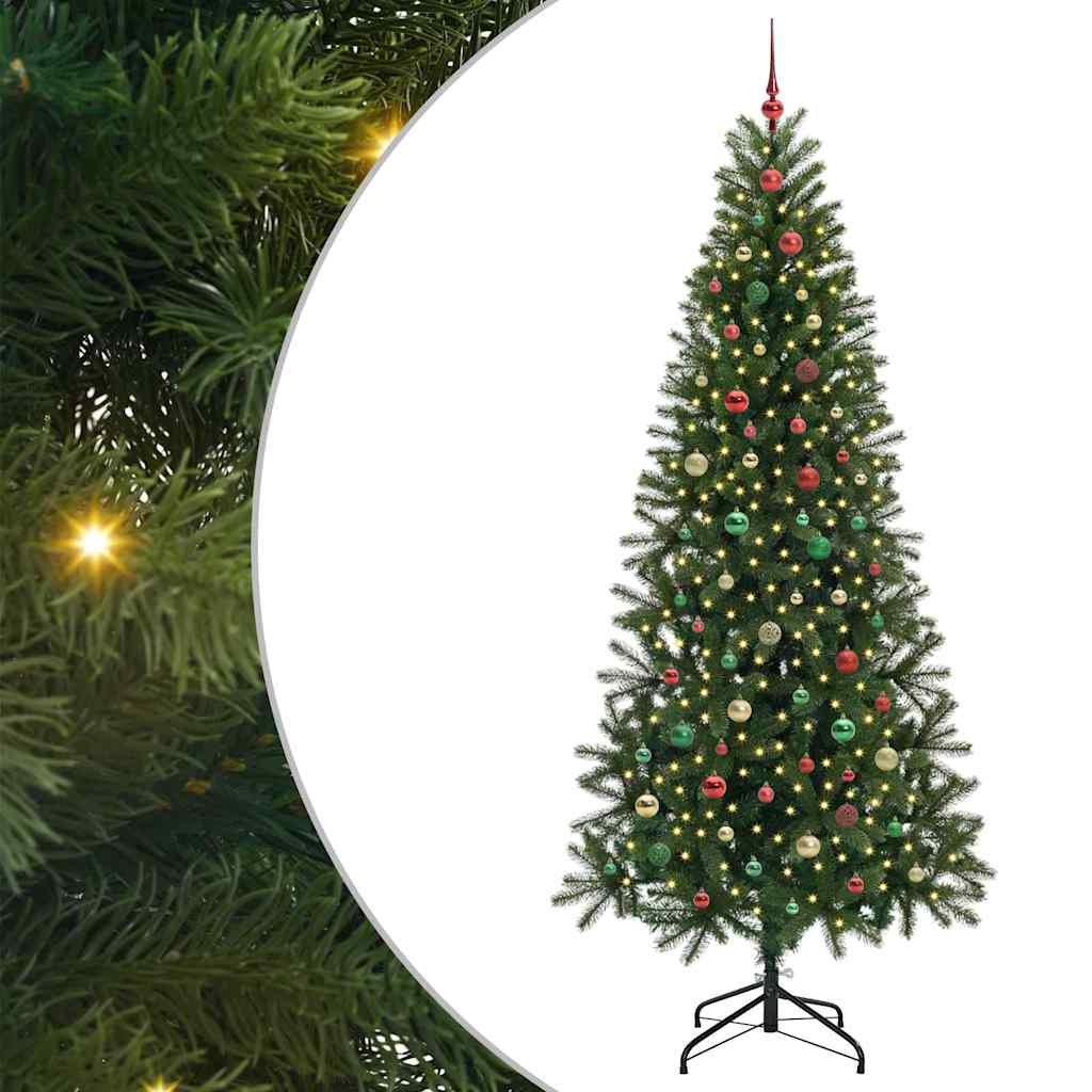 Kunstig juletre med 300 LED med stativ grønn 240 cm PE og PVC