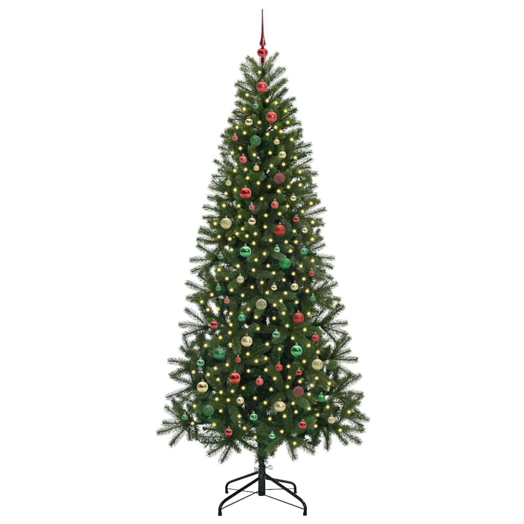 Kunstig juletre med 300 LED med stativ grønn 240 cm PE og PVC