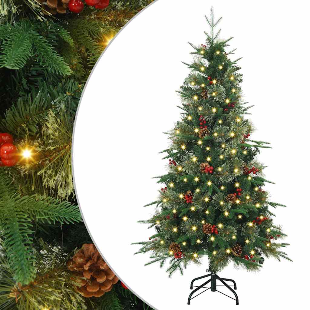 Kunstig sammensatt juletre med 150 LED grønn 120 cm PE og PVC