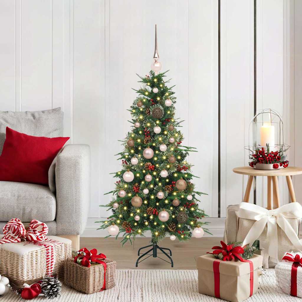 Kunstig sammensatt juletre med 150 LED grønn 120 cm PE og PVC