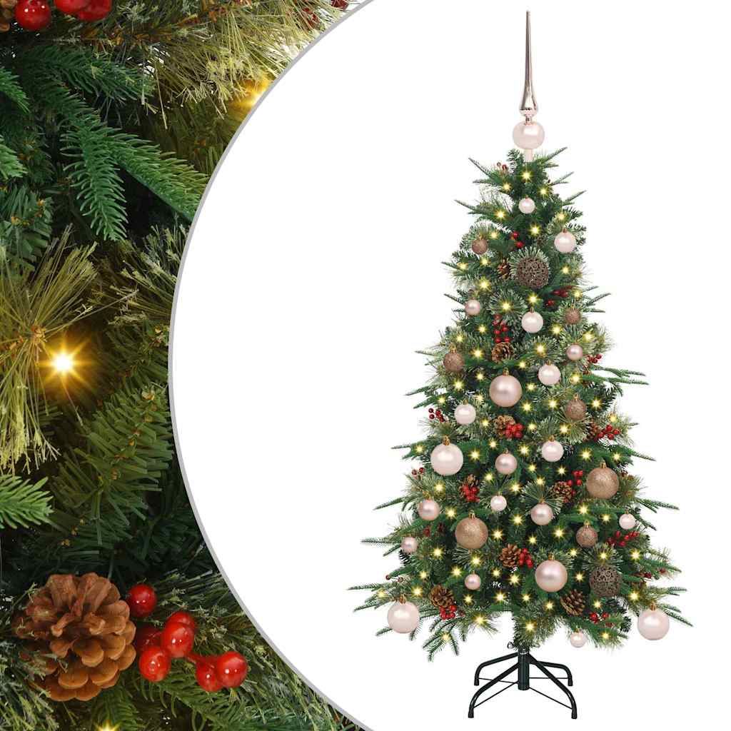 Kunstig sammensatt juletre med 150 LED grønn 120 cm PE og PVC
