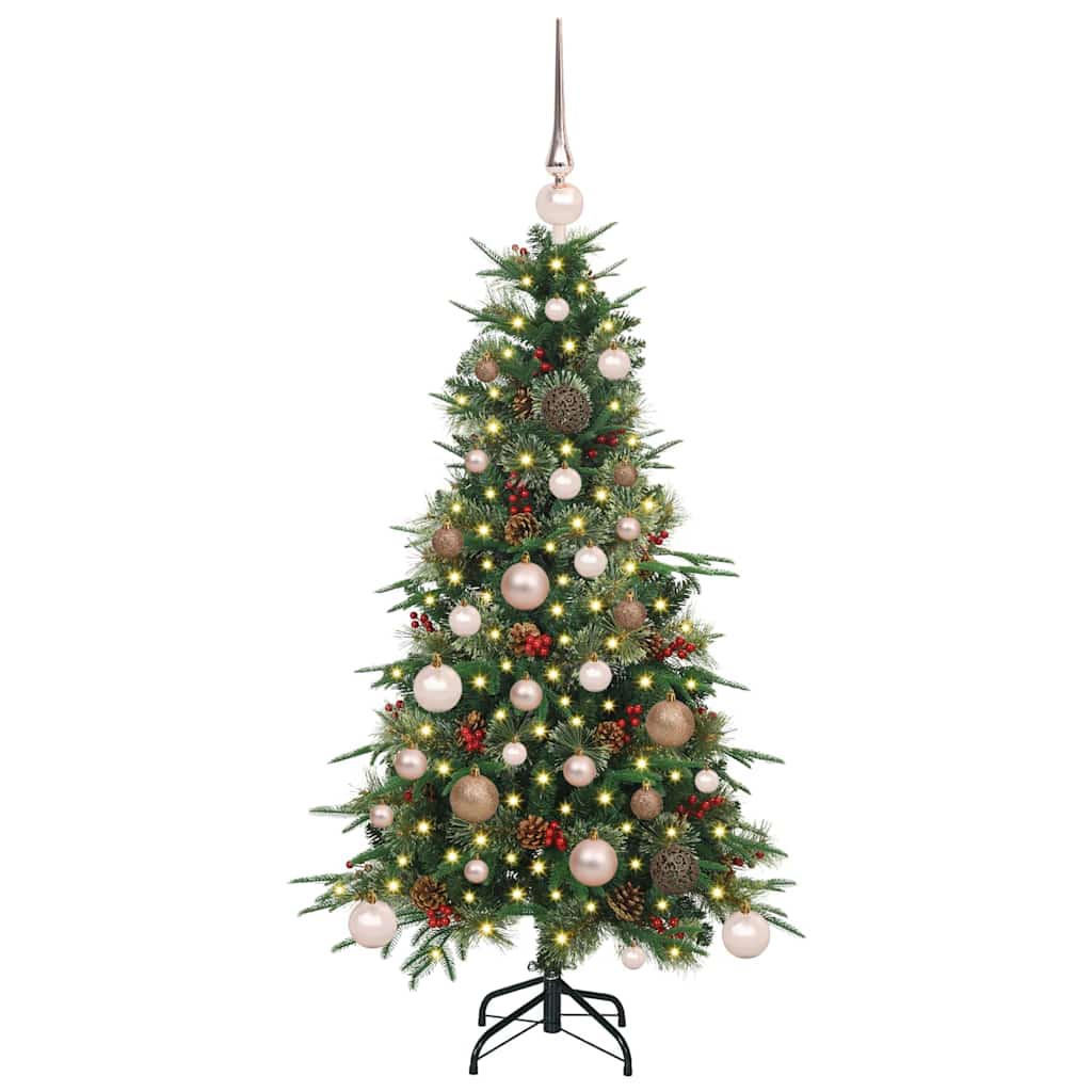 Kunstig sammensatt juletre med 150 LED grønn 120 cm PE og PVC