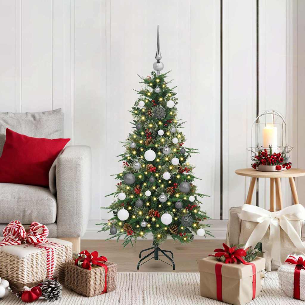 Kunstig sammensatt juletre med 150 LED grønn 120 cm PE og PVC