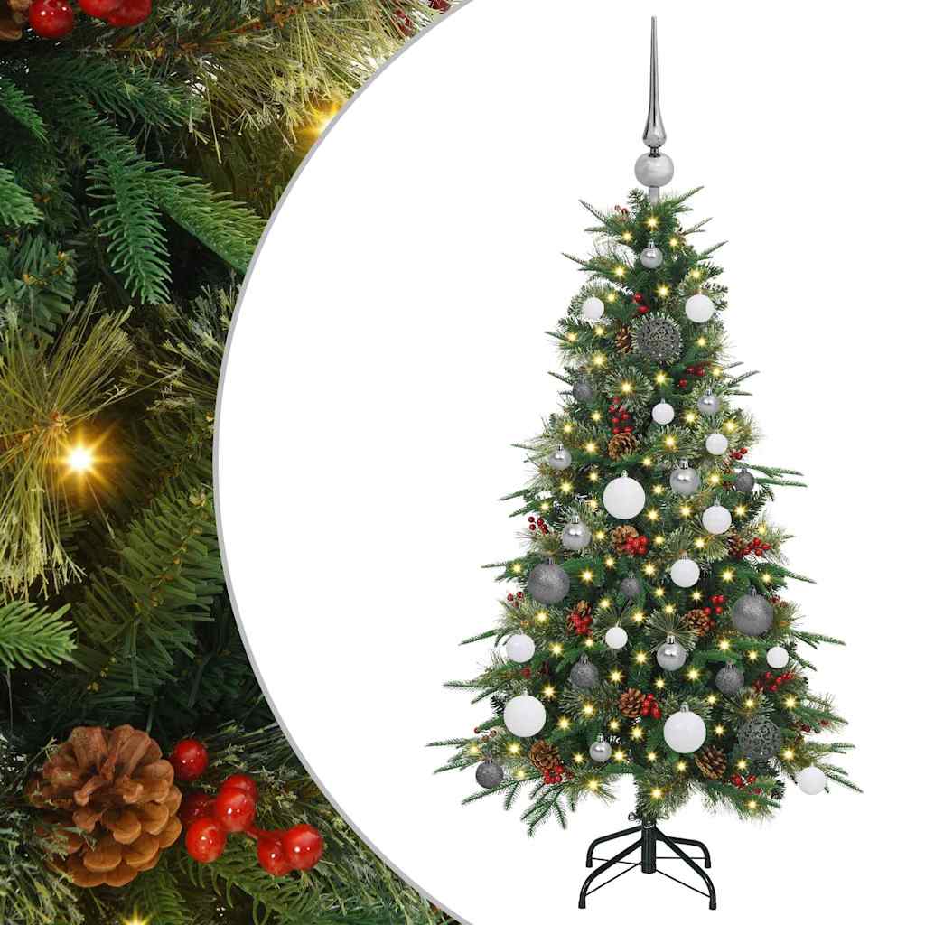 Kunstig sammensatt juletre med 150 LED grønn 120 cm PE og PVC