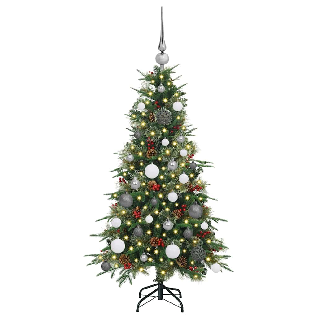 Kunstig sammensatt juletre med 150 LED grønn 120 cm PE og PVC