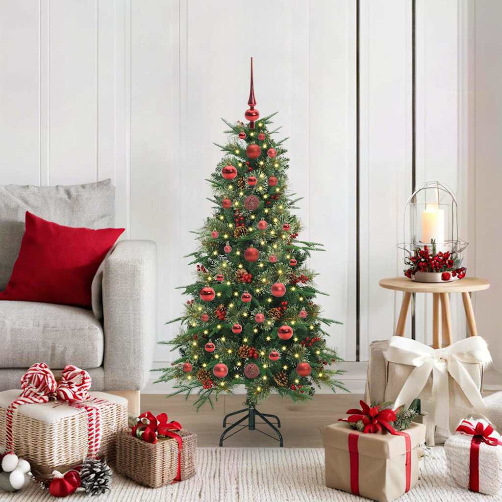 Kunstig sammensatt juletre med 150 LED grønn 120 cm PE og PVC