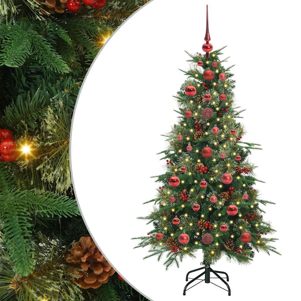 Kunstig sammensatt juletre med 150 LED grønn 120 cm PE og PVC