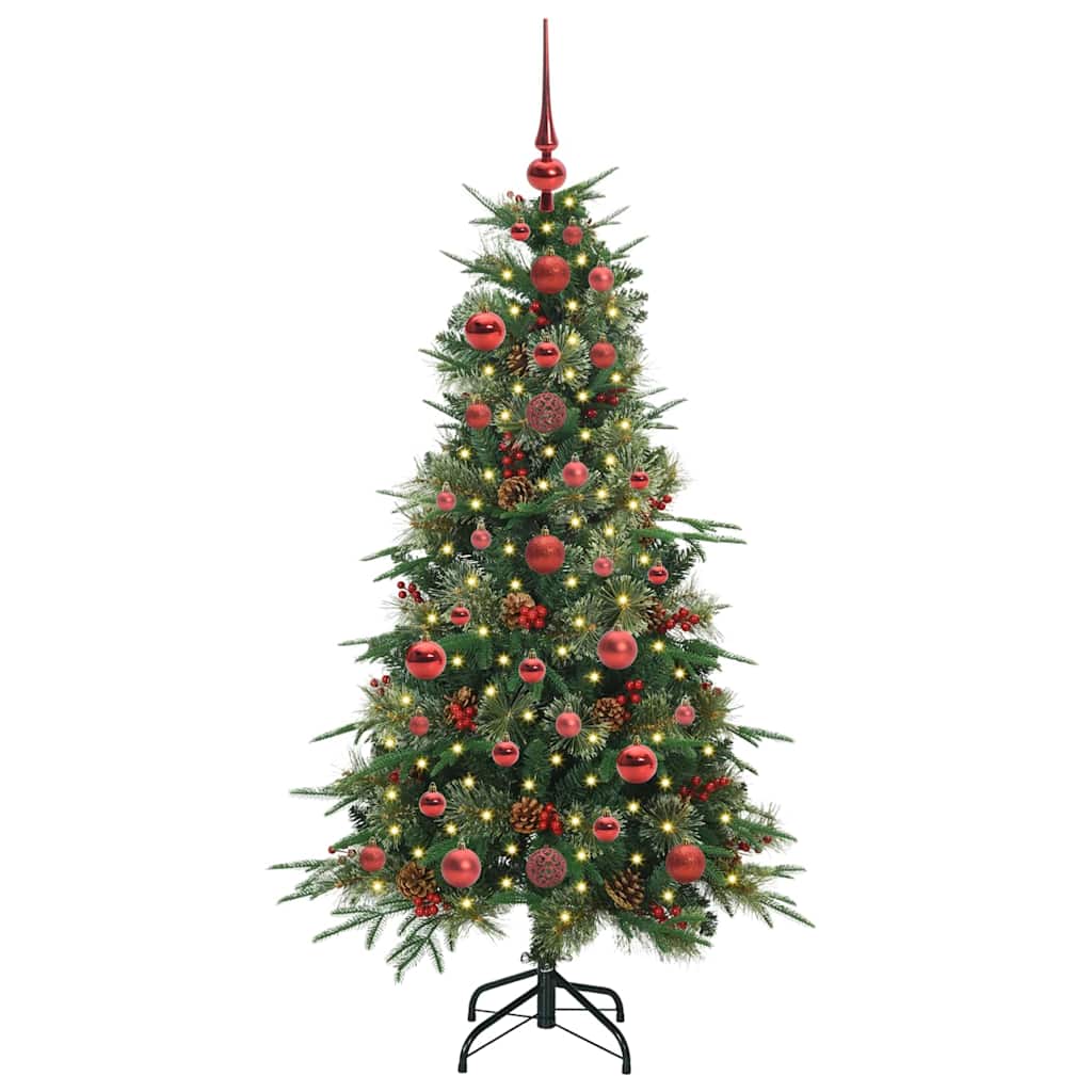 Kunstig sammensatt juletre med 150 LED grønn 120 cm PE og PVC