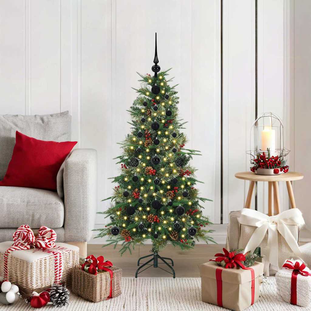 Kunstig sammensatt juletre med 150 LED grønn 120 cm PE og PVC