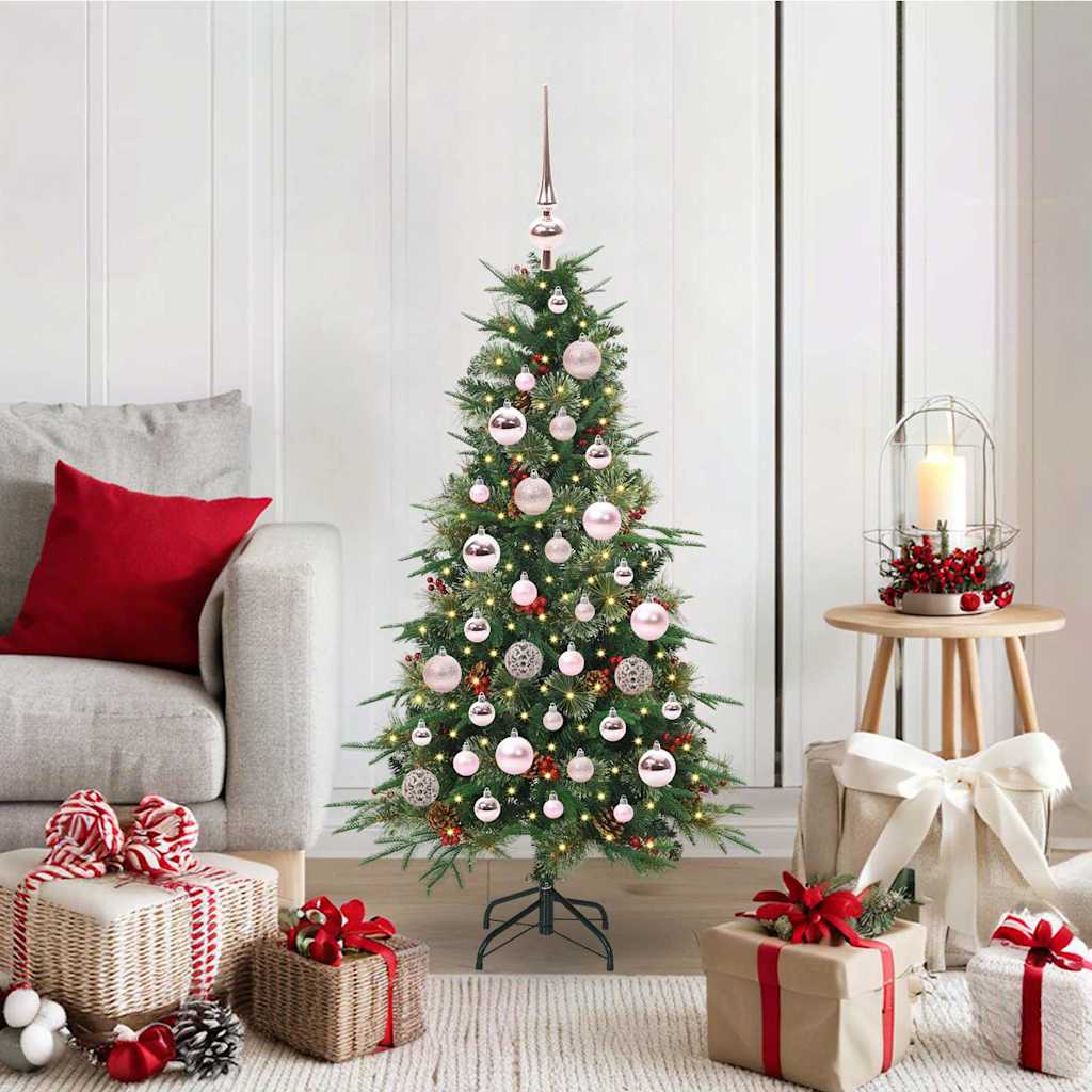 Kunstig sammensatt juletre med 150 LED grønn 120 cm PE og PVC