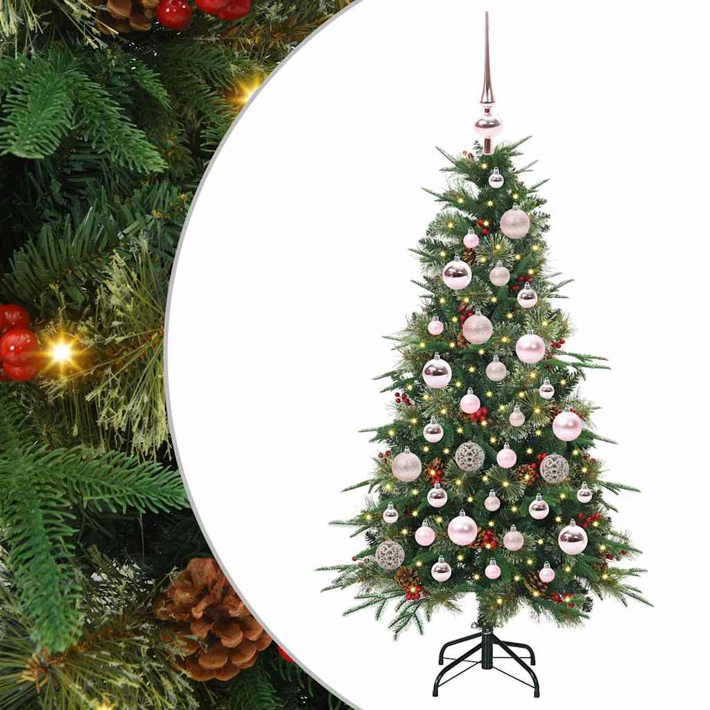 Kunstig sammensatt juletre med 150 LED grønn 120 cm PE og PVC