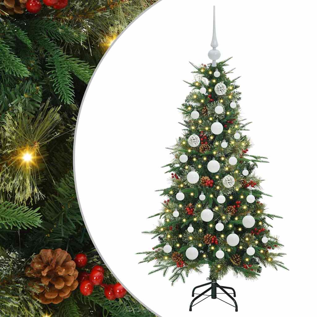 Kunstig sammensatt juletre med 150 LED grønn 120 cm PE og PVC