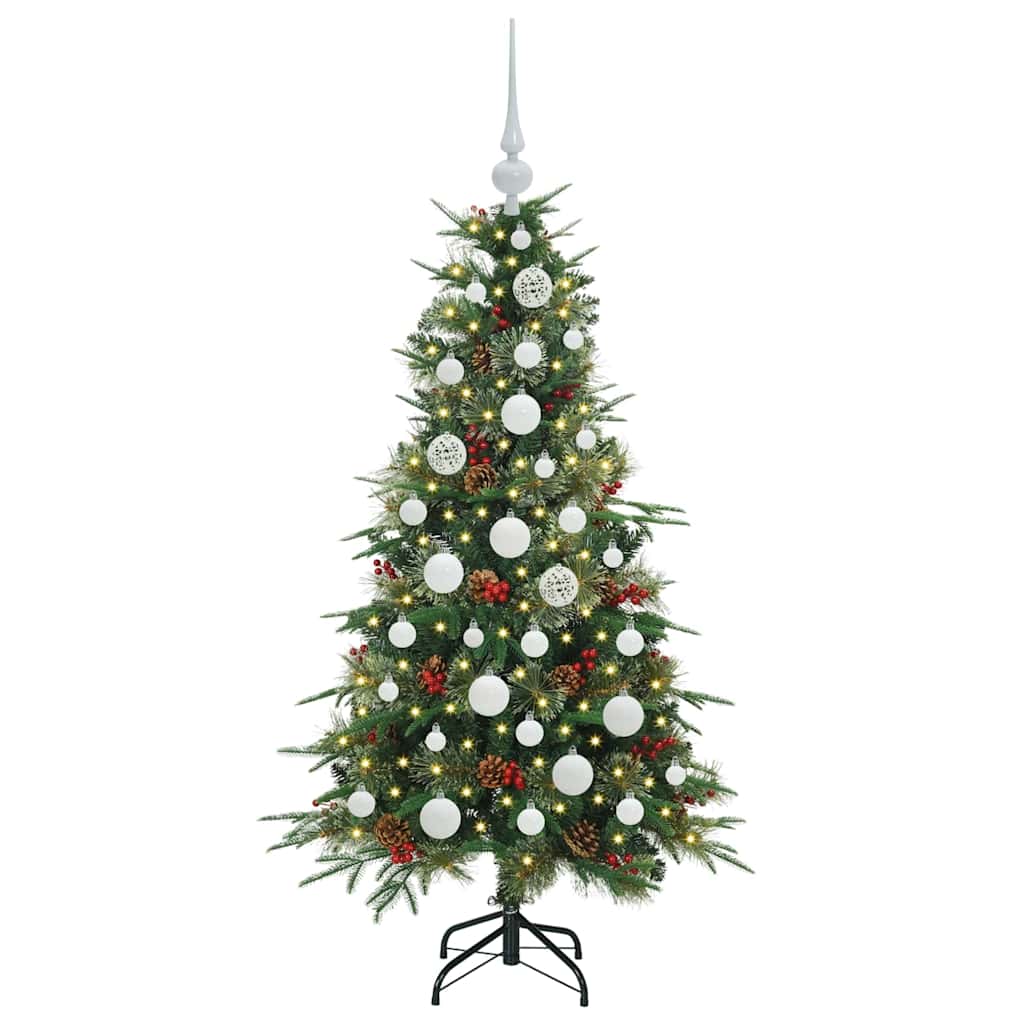 Kunstig sammensatt juletre med 150 LED grønn 120 cm PE og PVC