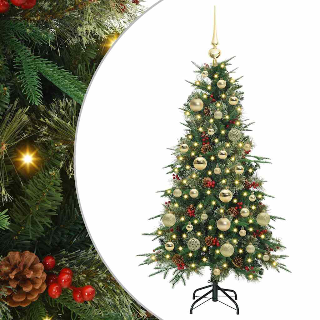 Kunstig sammensatt juletre med 150 LED grønn 120 cm PE og PVC