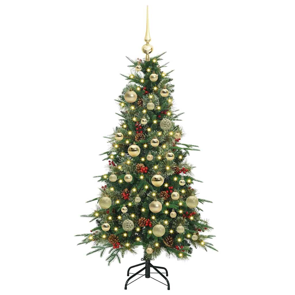 Kunstig sammensatt juletre med 150 LED grønn 120 cm PE og PVC