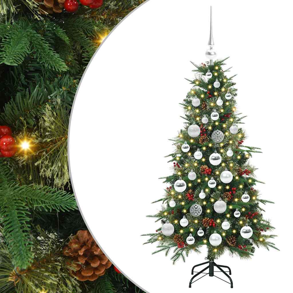 Kunstig sammensatt juletre med 150 LED grønn 120 cm PE og PVC