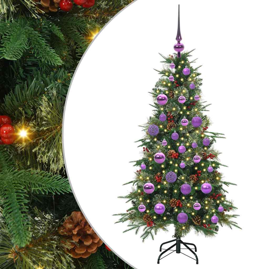 Kunstig sammensatt juletre med 150 LED grønn 120 cm PE og PVC