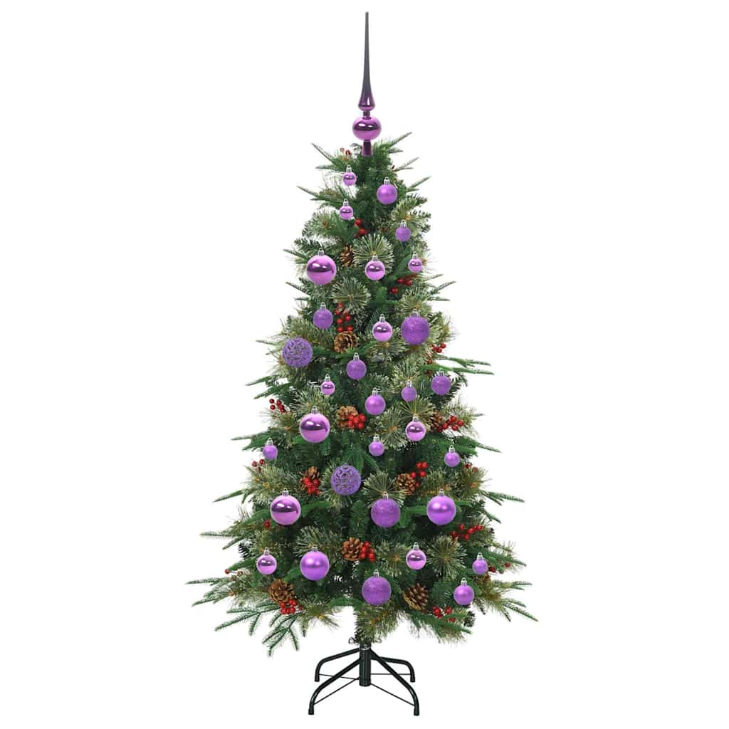 Kunstig sammensatt juletre med 150 LED grønn 120 cm PE og PVC