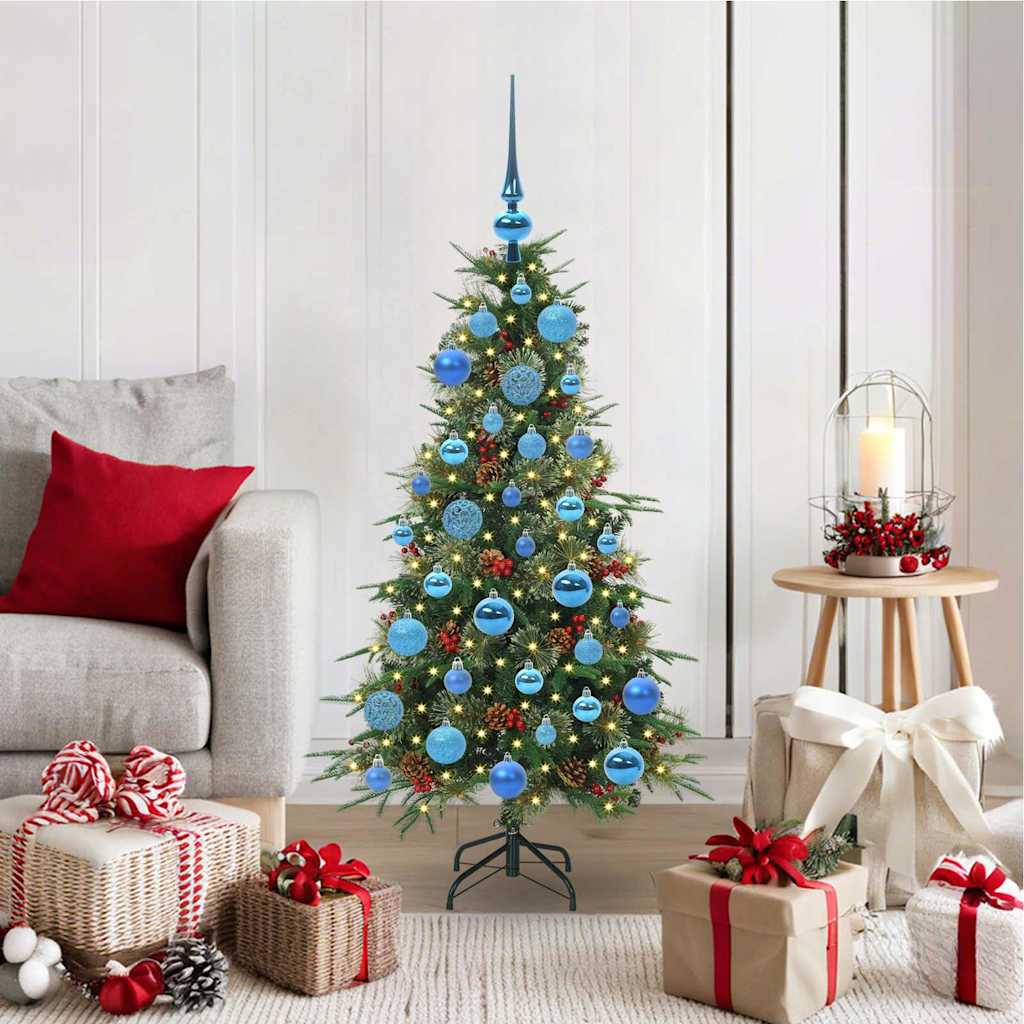 Kunstig sammensatt juletre med 150 LED grønn 120 cm PE og PVC