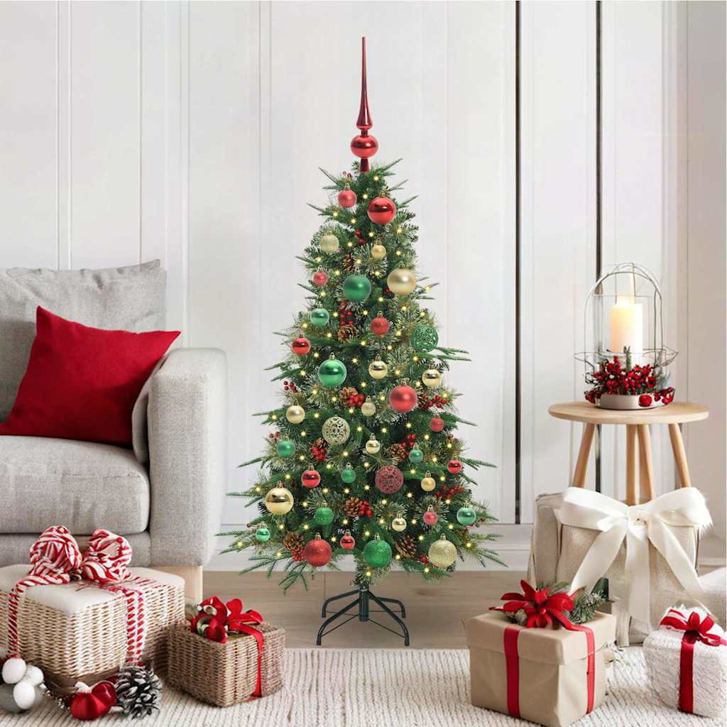 Kunstig sammensatt juletre med 150 LED grønn 120 cm PE og PVC