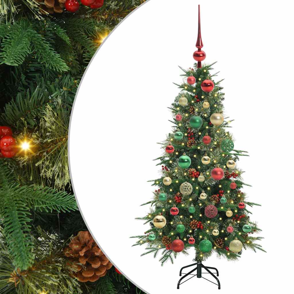 Kunstig sammensatt juletre med 150 LED grønn 120 cm PE og PVC