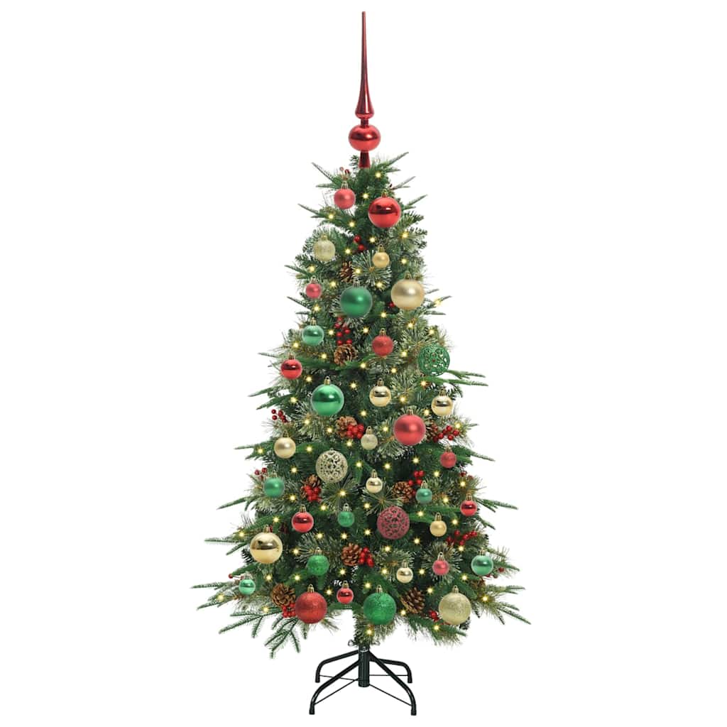 Kunstig sammensatt juletre med 150 LED grønn 120 cm PE og PVC