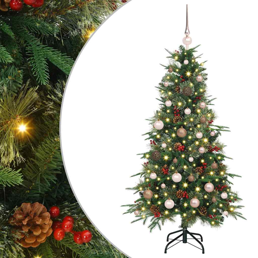 Kunstig sammensatt juletre med 150 LED grønn 150 cm PE og PVC