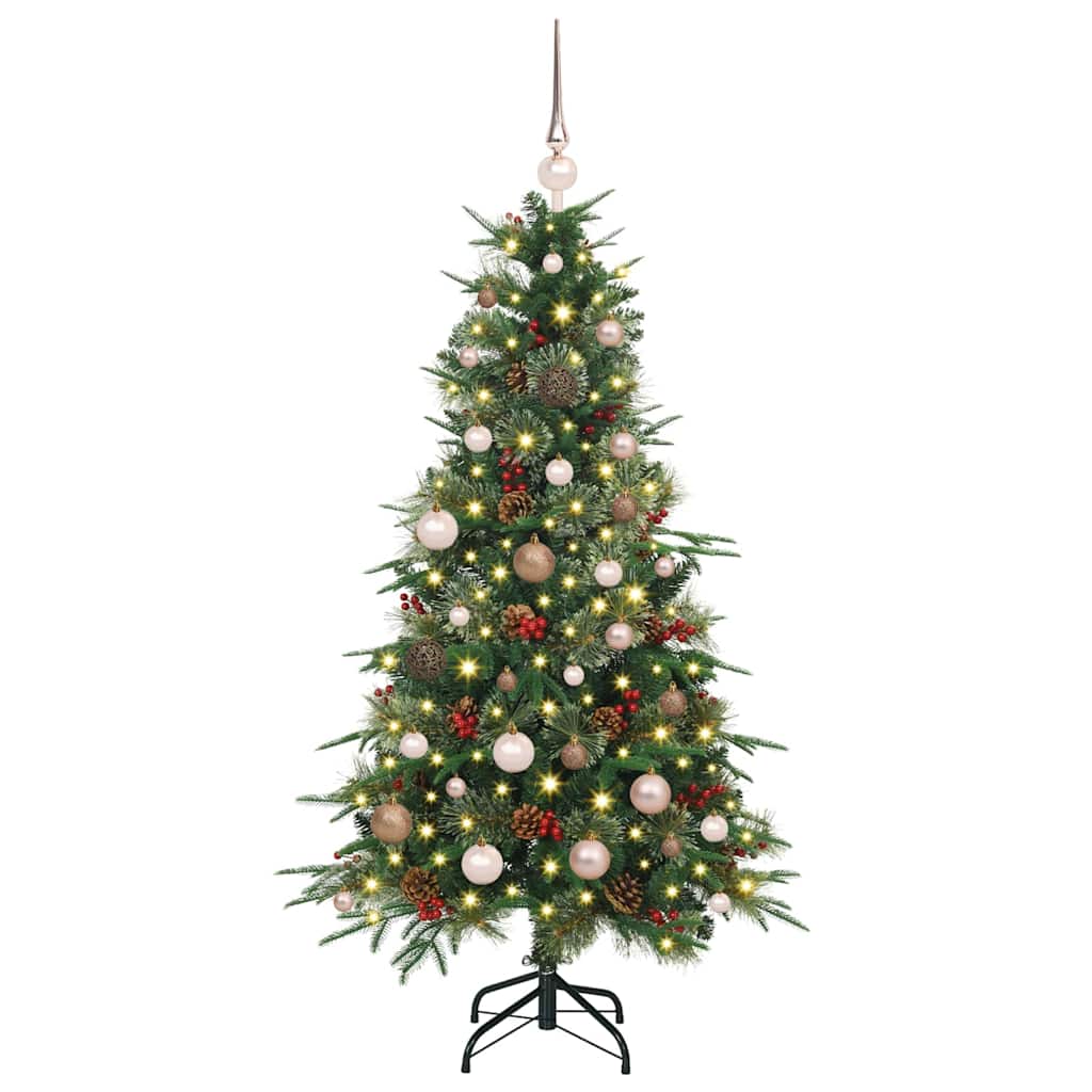 Kunstig sammensatt juletre med 150 LED grønn 150 cm PE og PVC