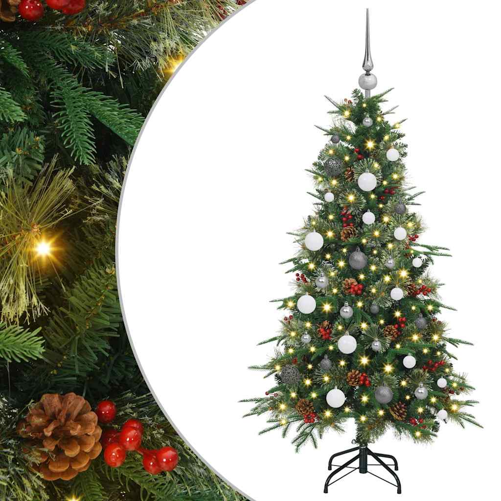 Kunstig sammensatt juletre med 150 LED grønn 150 cm PE og PVC