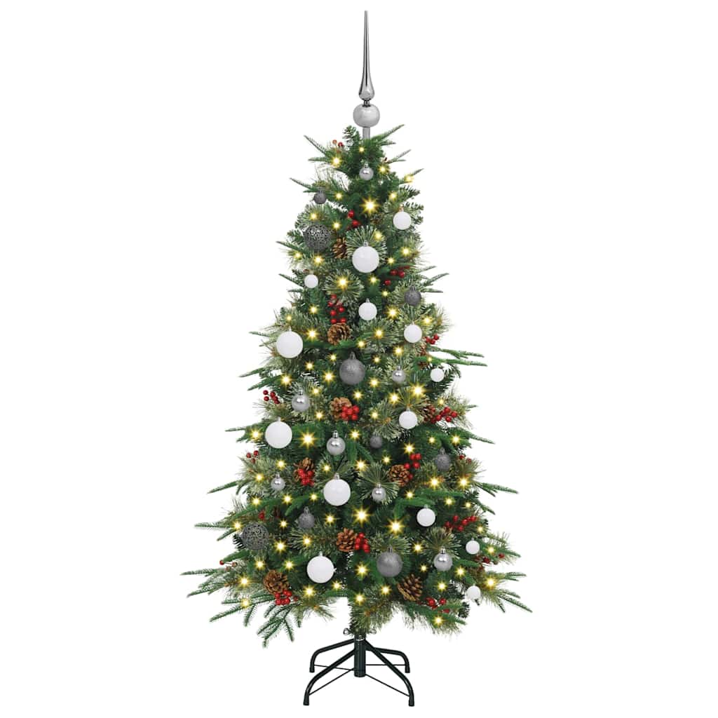 Kunstig sammensatt juletre med 150 LED grønn 150 cm PE og PVC