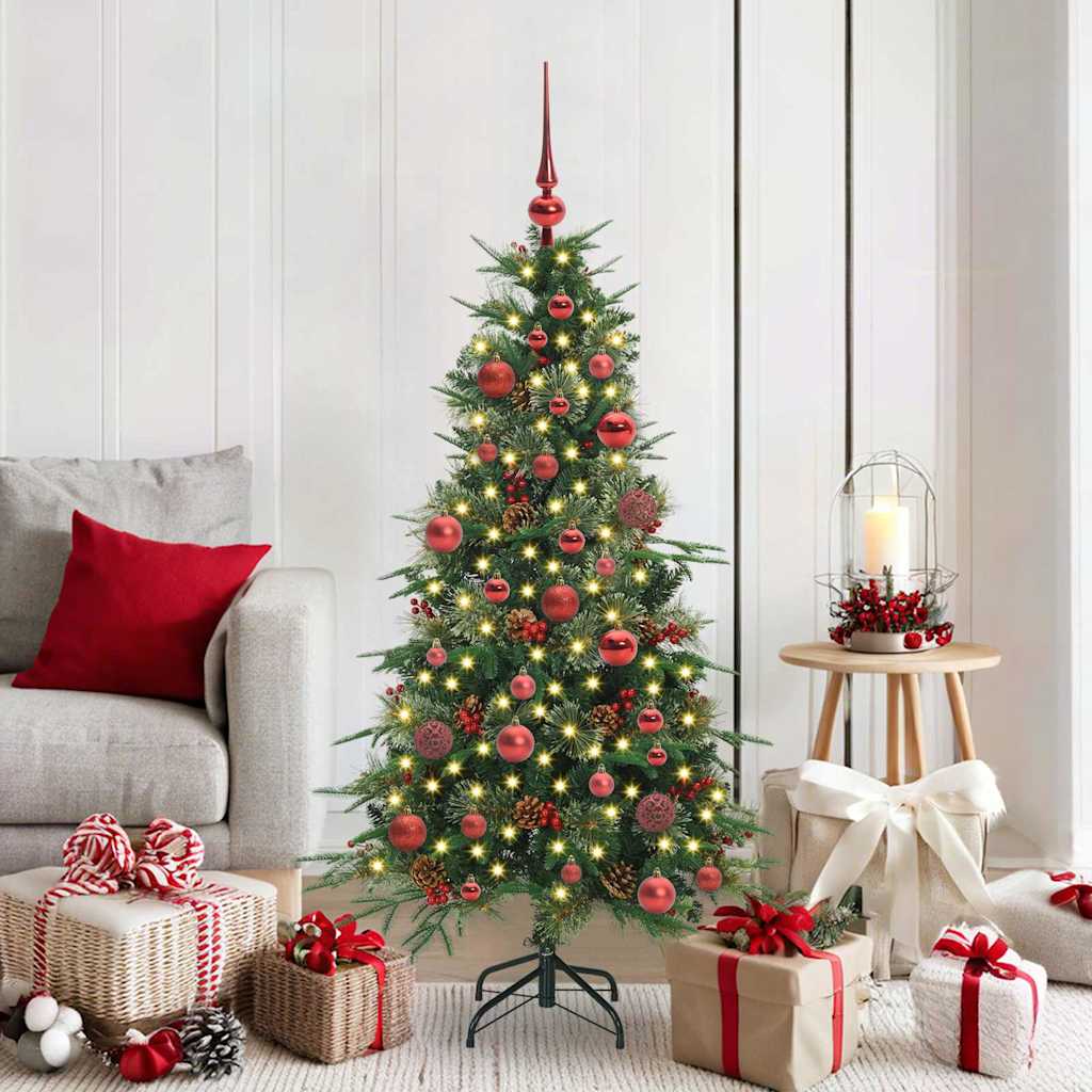 Kunstig sammensatt juletre med 150 LED grønn 150 cm PE og PVC