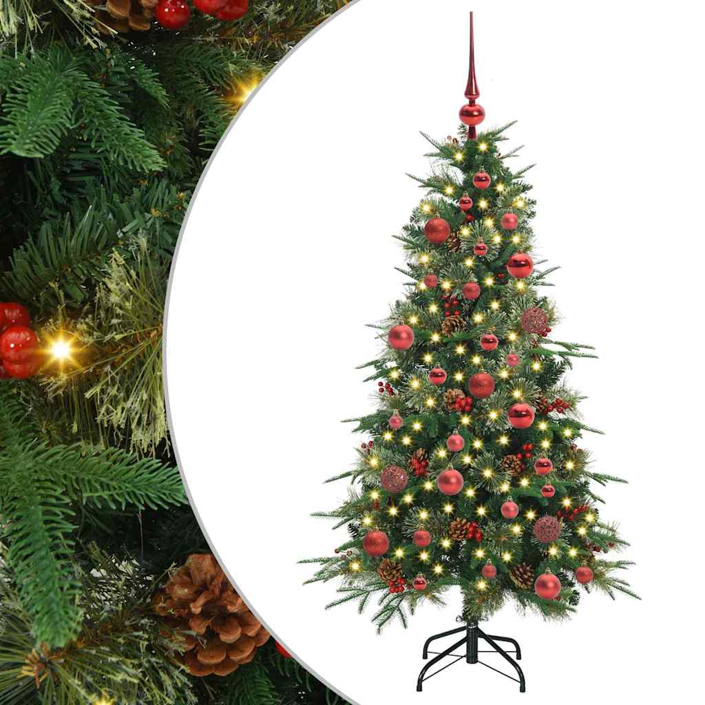 Kunstig sammensatt juletre med 150 LED grønn 150 cm PE og PVC