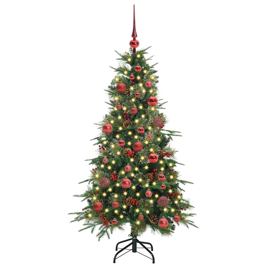 Kunstig sammensatt juletre med 150 LED grønn 150 cm PE og PVC