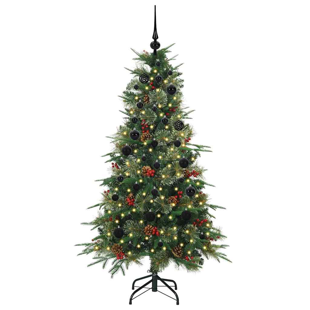 Kunstig sammensatt juletre med 150 LED grønn 150 cm PE og PVC