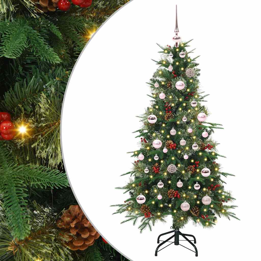 Kunstig sammensatt juletre med 150 LED grønn 150 cm PE og PVC