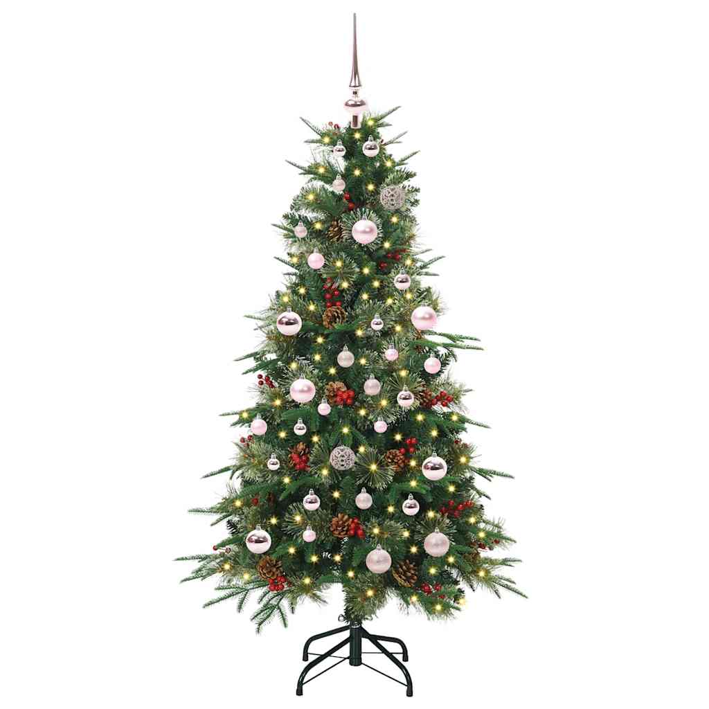 Kunstig sammensatt juletre med 150 LED grønn 150 cm PE og PVC