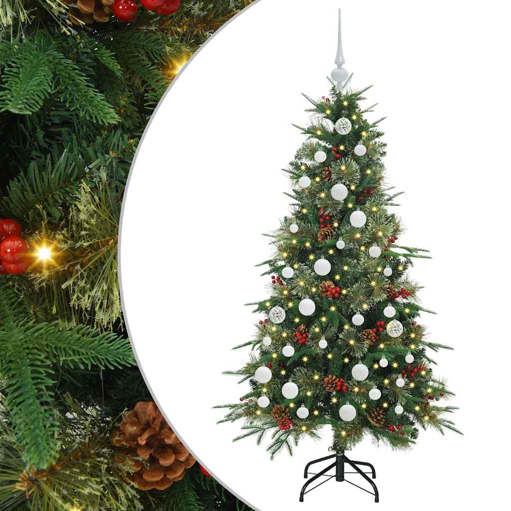 Kunstig sammensatt juletre med 150 LED grønn 150 cm PE og PVC
