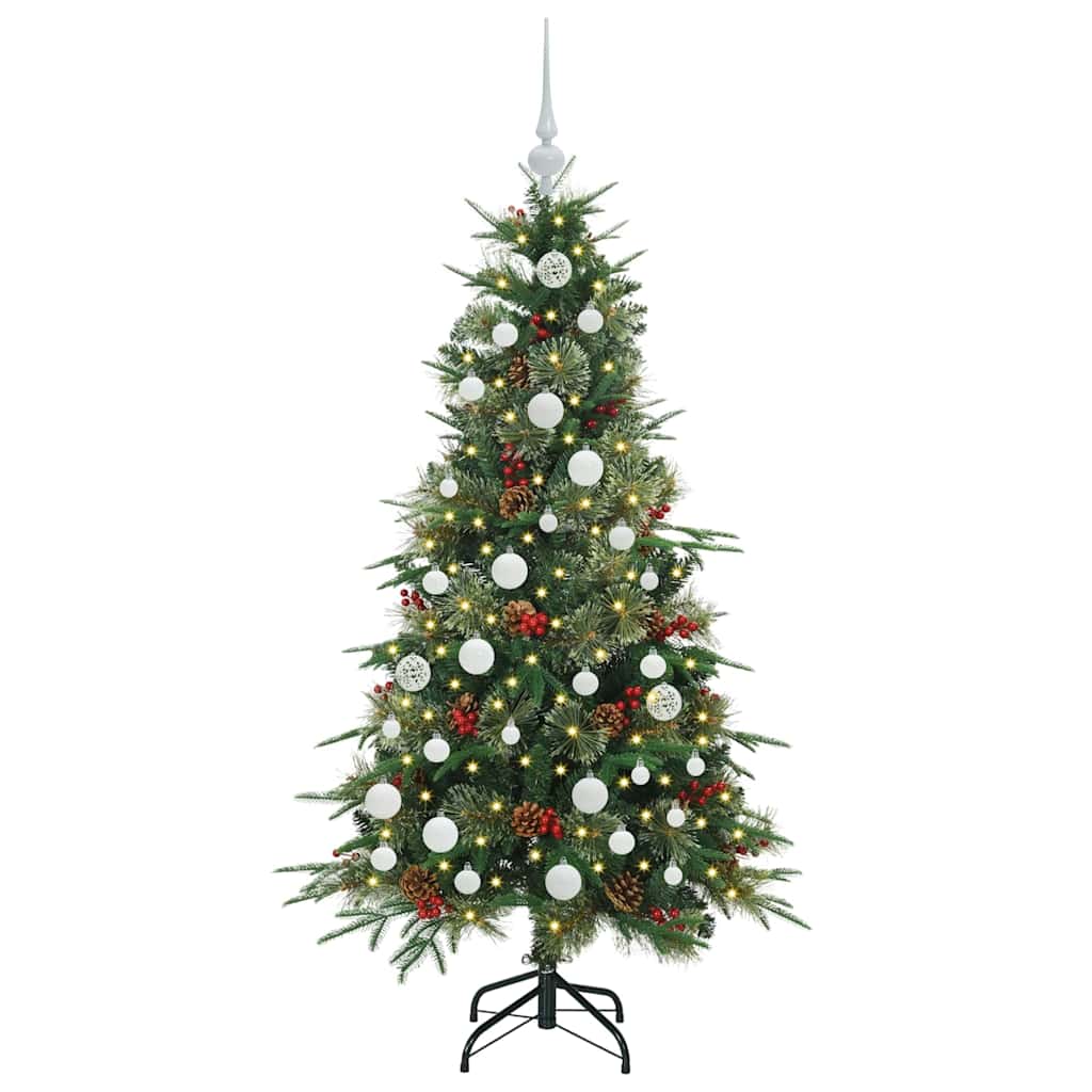 Kunstig sammensatt juletre med 150 LED grønn 150 cm PE og PVC