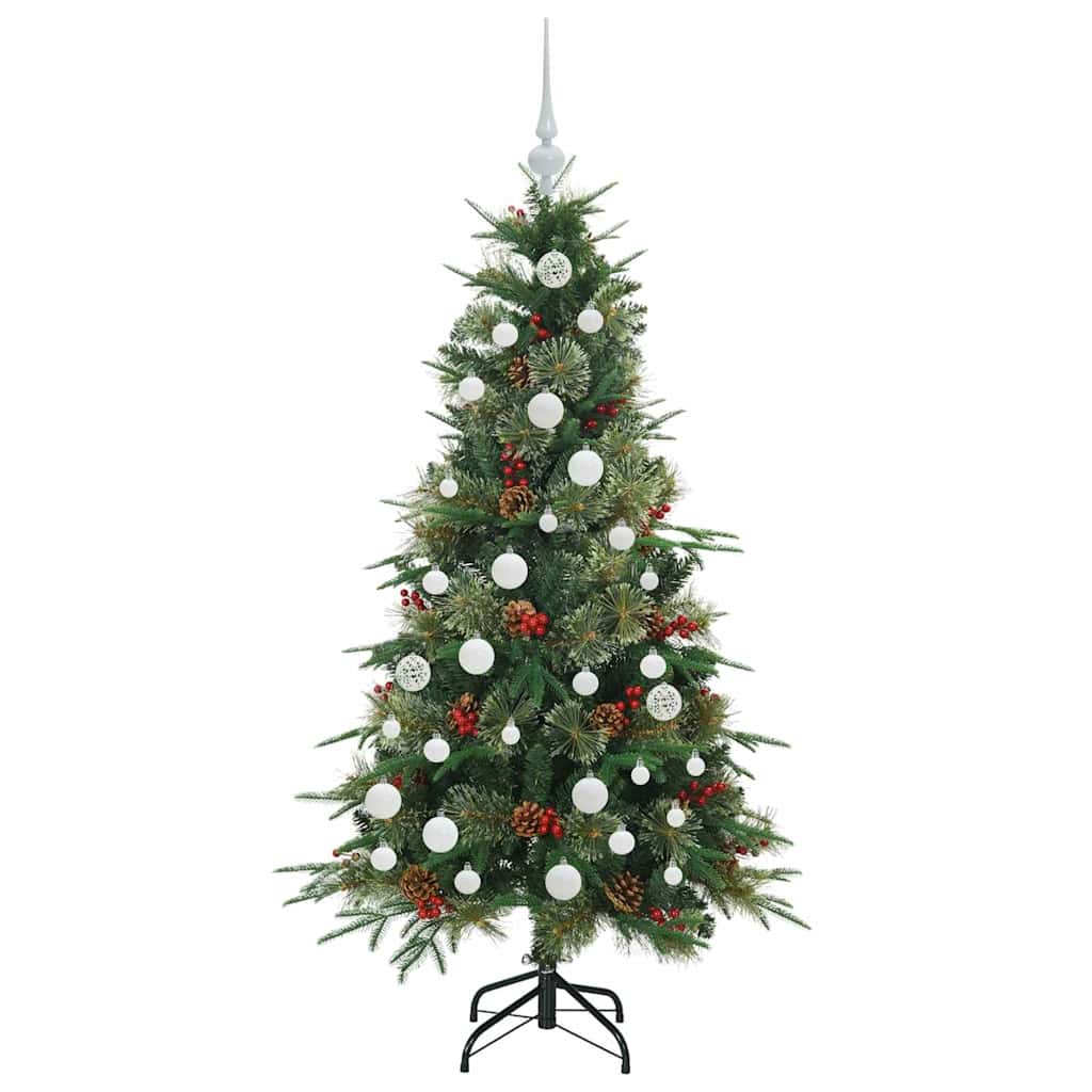 Kunstig sammensatt juletre med 150 LED grønn 150 cm PE og PVC
