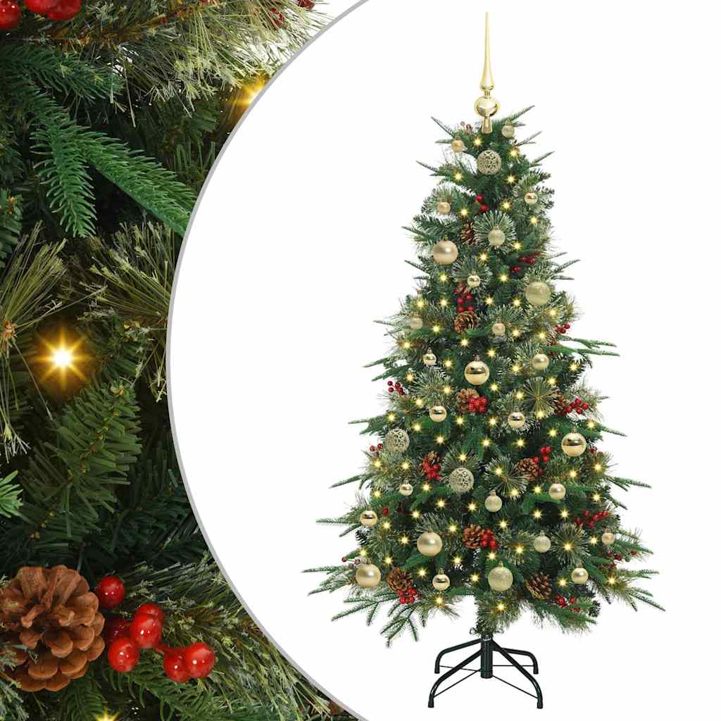 Kunstig sammensatt juletre med 150 LED grønn 150 cm PE og PVC