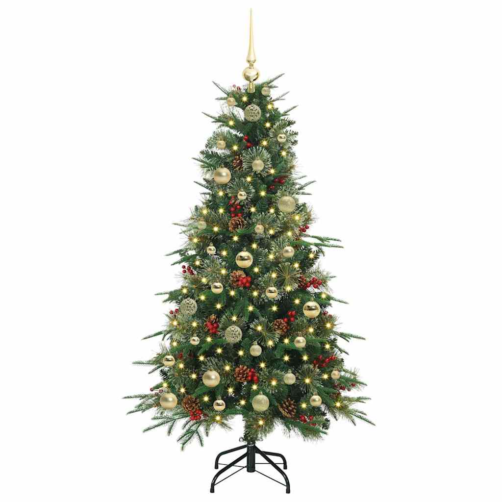 Kunstig sammensatt juletre med 150 LED grønn 150 cm PE og PVC