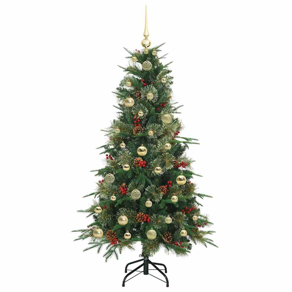 Kunstig sammensatt juletre med 150 LED grønn 150 cm PE og PVC